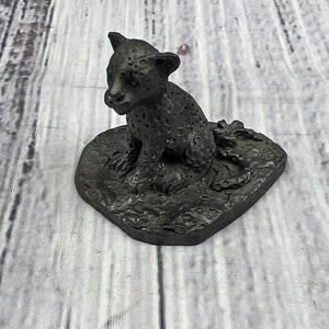 Vintage leopard Cougar cub pewter figure home decor cat